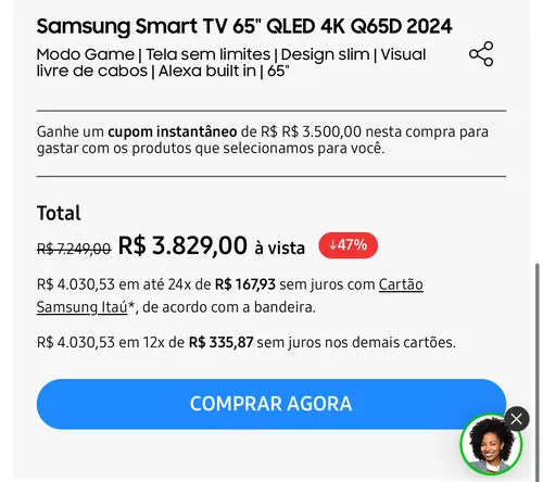 Imagem na descrição da promoção