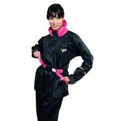 [Loja Oficial] Capa De Chuva Motoqueiro Tamanho P, Feminino, Preto Com Rosa por R$ 31