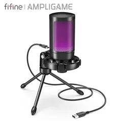 [Com Taxa/Gpay R$99 ]Microfone USB Ampligame FIFINE - com RGB