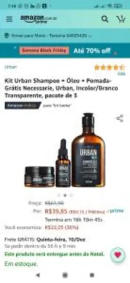 [PRIME] Kit Urban Shampoo + Óleo + Pomada + Necessarie | R$ 40