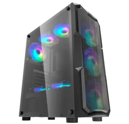 Gabinete Gamer Aigo DarkFlash Aquarius Mesh Lateral Acrilico Preto