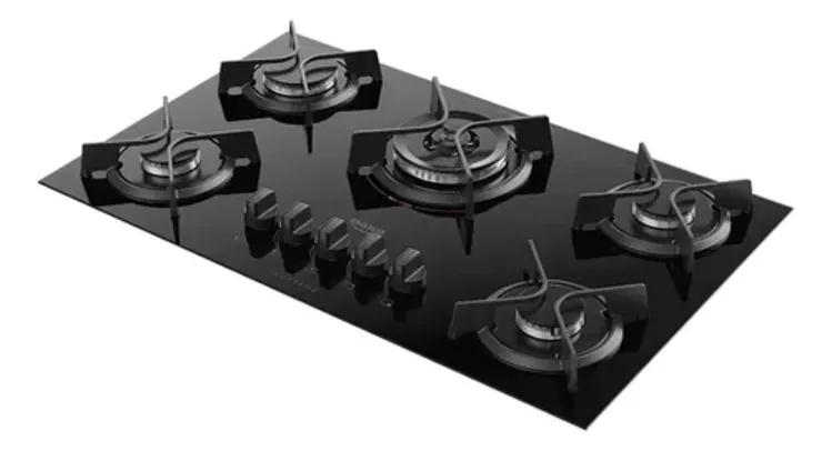 Cooktop 5 Bocas A Gás DAKO Supreme Tripla Chama Preto Bivolt 