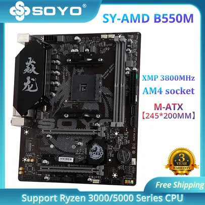 Placa Mãe AMD B550M Soyo, AM4 (NOVOS USUÁRIOS)