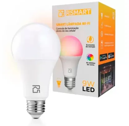 Lâmpada LED Inteligente RGB WiFi Bivolt 9W Compatível Com Assistentes Rsmart