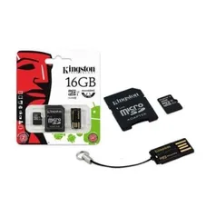 Cartao De Memoria Classe 10 Multikit 16gb Micro Sdhcadaptador Sdadaptador Usb - Kingston