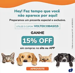 Desconto de 15% na Cobasi