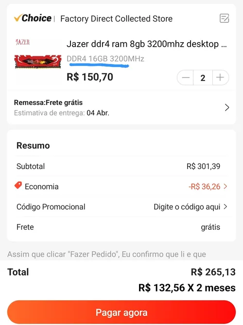 Imagem na descrição da promoção