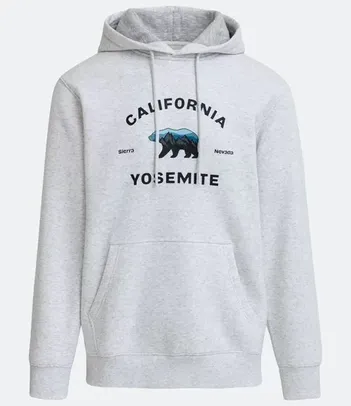 Blusão Fechado em Moletom com Capuz e Estampa de Urso e Lettering Off White