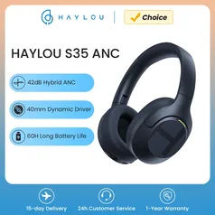 [TAXA INCLUSA] HAYLOU S35 ANC Auscultadores sem fios, Over Ear, 42dB, ANC Auscultadores, Bluetooth 5.2