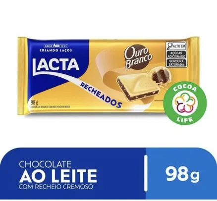 Barra de Chocolate Branco Lacta com Recheio Ouro Branco 98g