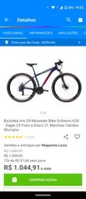 Bicicleta Aro 29 Mountain Bike Schwinn A20 - Eagle 29 Freio a Disco 21 R$ 1050