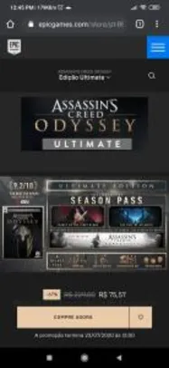 [Cupom Epic] Assassin's Creed Odyssey Ultimate | R$36