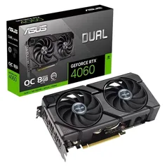 Placa de vídeo RTX 4060 ASUS Dual 8G EVO OC NVIDIA GeForce, 8GB GDDR6, G-SYNC, Ray Tracing - 90YV0JC7-M0NA00