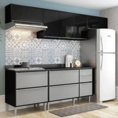 Saindo por R$ 895: Cozinha Compacta 5 Peças 2826 Miami – Multimóveis - Preto / Cinza por R$ 895 | Pelando