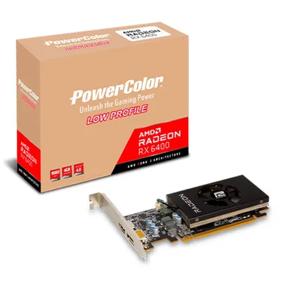 Placa de Video PowerColor Radeon RX 6400 Low Profile, 4GB, GDDR6, 64-bit, AXRX-6400-LP-4GBD6-DH