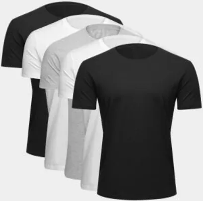 KIT Camiseta Básica com 5 Peças Masculinas