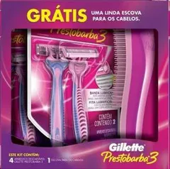 Aparelho Para Depilar Gillette Prestobarba 3 Feminino Com 4 Unidades Grátis Escova Para Cabelo