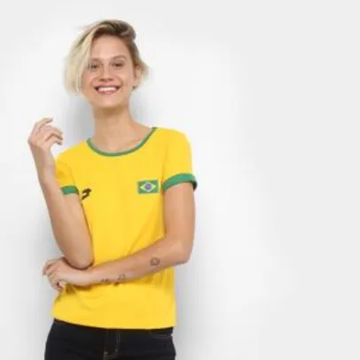 Camisa Lotto Brasil Feminina - Amarelo e Verde R$30