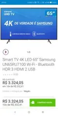 Smart TV 4K LED 65” Samsung UN65RU7100  - R$3.324