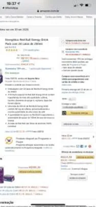 Redbull 250ml Tradicional 24 unidades R$ 4,95 na compra com recorrência