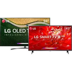 Smart TV Oled 55'' LG OLED55B9 + Smart TV Led 43'' LG 43LM6300 - R$5.399 [R$1.080 de volta]