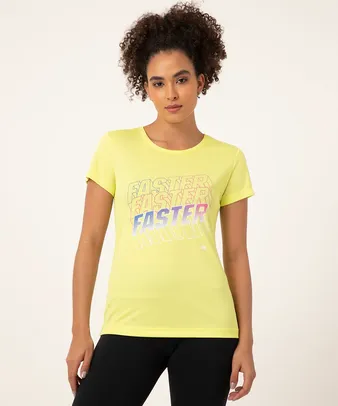 camiseta manga curta estampa localizada ace amarelo neon