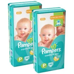 Fralda Pampers Confort Sec Mega P - 100 Unidades - R$66