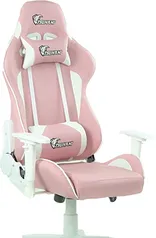 CADEIRA GAMER GIRATORIA ROSA/BRANCO