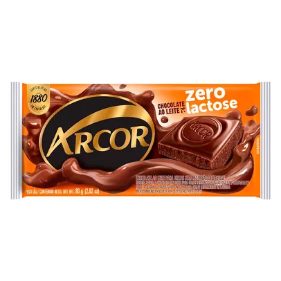 Chocolate Arcor Zero Lactose ao Leite 80g