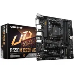 Placa Mãe Gigabyte B550M DS3H AC, Wi-Fi, Chipset B550, AMD AM4, mATX, DDR4