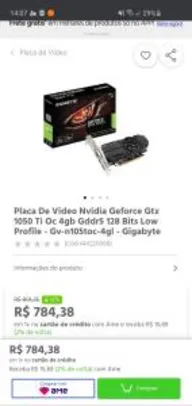 [AME 770] Nvidia GTX 1050ti 4gb | R$784