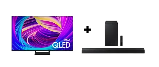 [AME R$ 3358] KIT Samsung Smart TV 55 polegadas QLED 4K 55Q65B 2022 + Soundbar Samsung HW-A555