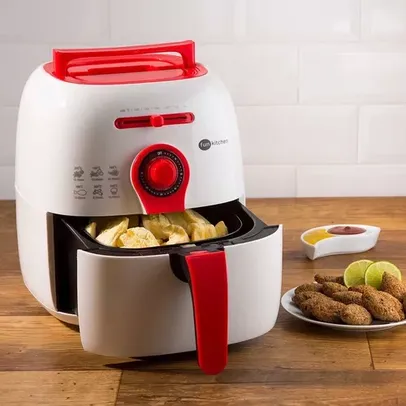 [AME R$189] Fritadeira Sem Óleo Colors Fritalight 2,5L Branca com Vermelho - 220V - Fun Kitchen