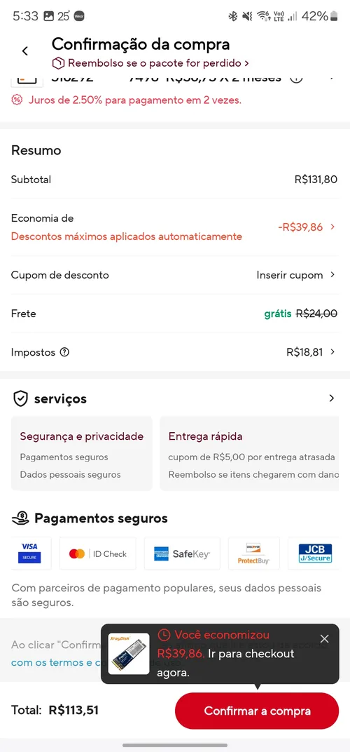 Imagem na descrição da promoção