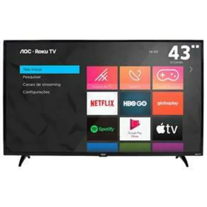 AOC Roku TV Smart TV LED 43” 43S5195/78 com Wi-fi - R$1169