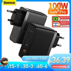 Carregador BASEUS 100W GAN5 Pro pd qc 4.0.3