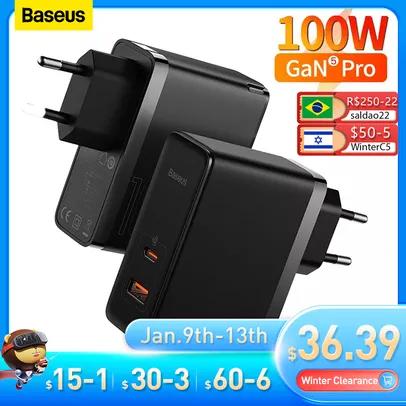 Carregador BASEUS 100W GAN5 Pro pd qc 4.0.3