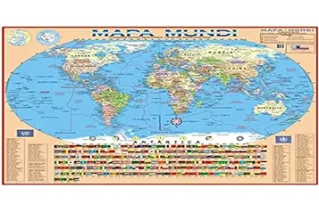 [R$ 11,46 +por-]Mapa Escolar Mundi Politico 120x90 cm x 1 Unidade, Multimapas 203, Multicor, Pacote de 1