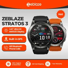 Zeblaze Stratos 3 Smartwatch com GPS Premium, Display Ultra HD AMOLE