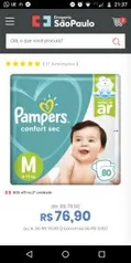 50% OFF na 2° unidade de Pampers - Todos tamanhos