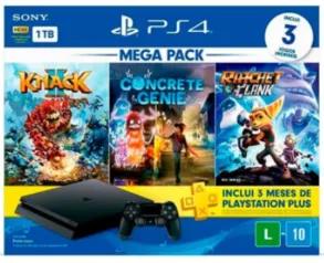 Console PlayStation 4 Hits 1TB Bundle Family Kanck 2+Concrete Genie+Ratchet & Clank | R$2.337