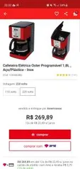 Cafeteira Elétrica Oster Programável 36 Xícaras Vermelha 220V - R$170