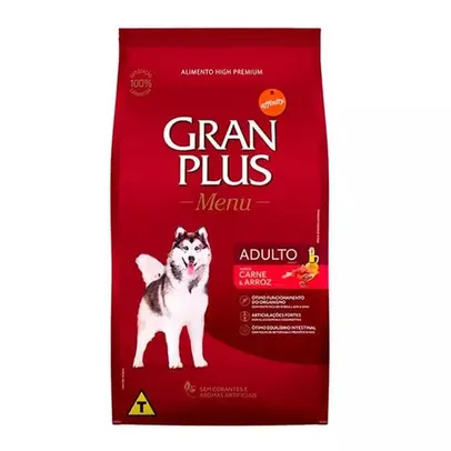 Ração Gran Plus Cães Menu 20kg  Adultos Carne e Arroz