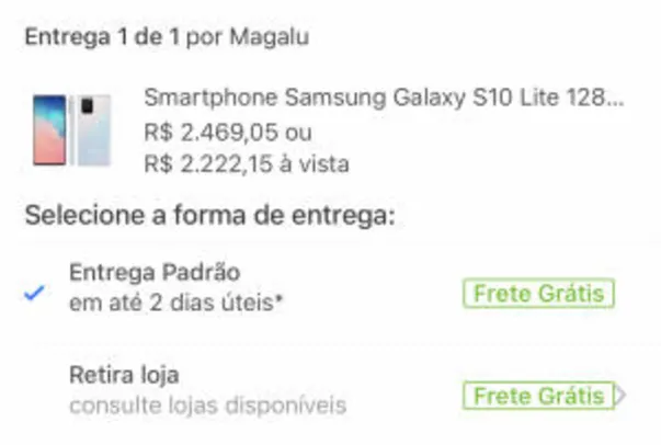 Saindo por R$ 2222: Samsung Galaxy S10 Lite 128Gb branco | R$2222 | Pelando