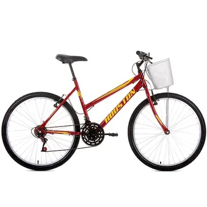 Bicicleta Aro 26 Houston Foxer Maori 21 Marchas e Freio V-Brake - Vermelha/Amarelo