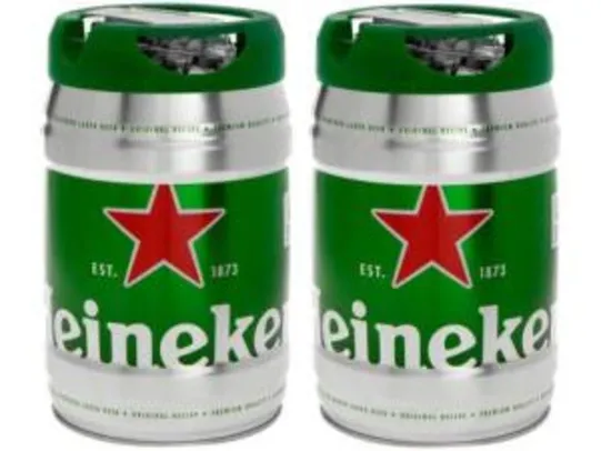 Cerveja Heineken não Retornável Pilsen Barril 5L - 2 Unidades | R$ 142