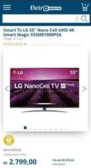 Smart TV LED 55 UHD 4K LG 55SM8100PSA NanoCell, ThinQ AI Inteligência Artificial IoT, IPS, HDR Ativo, DTS Virtual X, WebOS 4.5