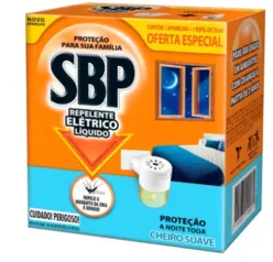 Repelente Elétrico Líquido SBP 45 Noites Cheiro Suave + Refil