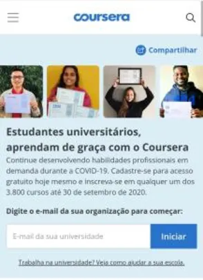 [Ead Grátis] Cursos grátis na Coursera para Universitários.