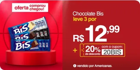 (AME R$9,80) Leve 3 - Chocolate Bis